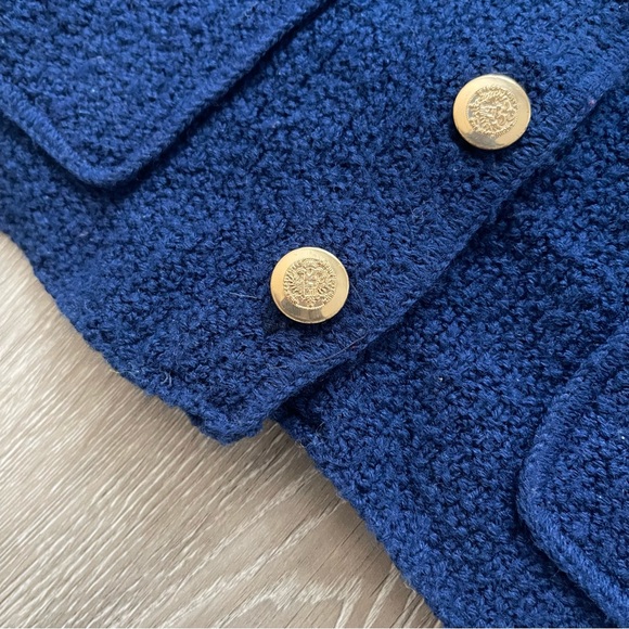 Vintage Jantzen 1960s Blue Gold Buttons Sweater Cardigan Medium 60s Made In USA - Picture 3 of 4